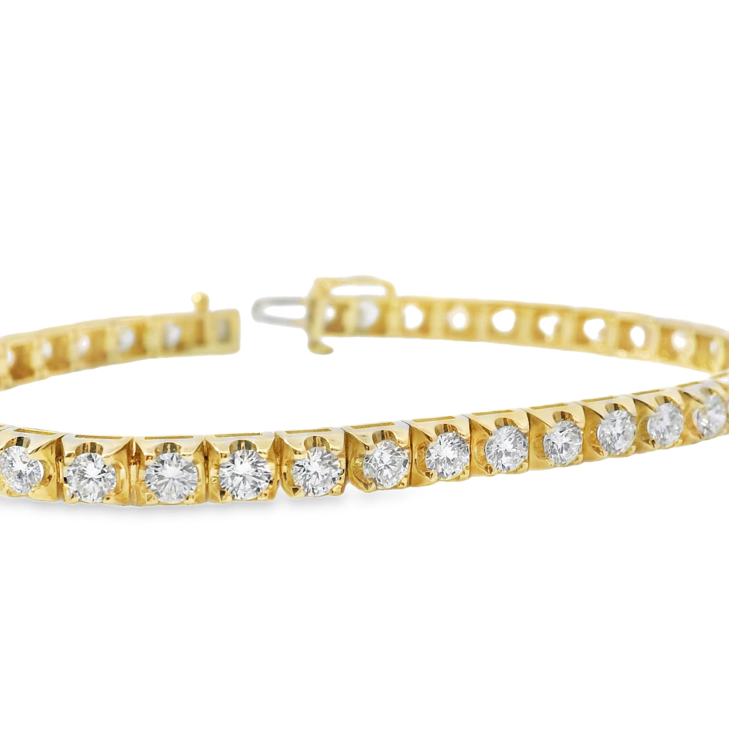 14k Yellow Gold 5.00ctw Natural Round Brilliant Diamond Tennis Bracelet