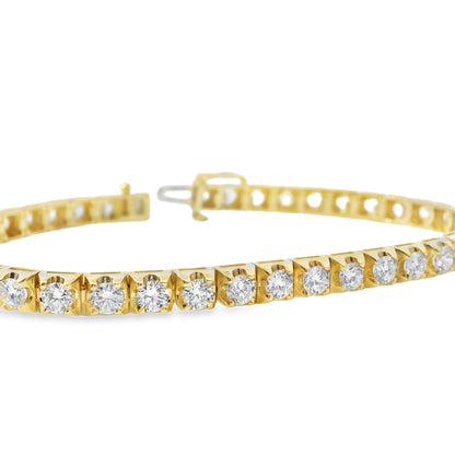 14k Yellow Gold 5.00ctw Natural Round Brilliant Diamond Tennis Bracelet