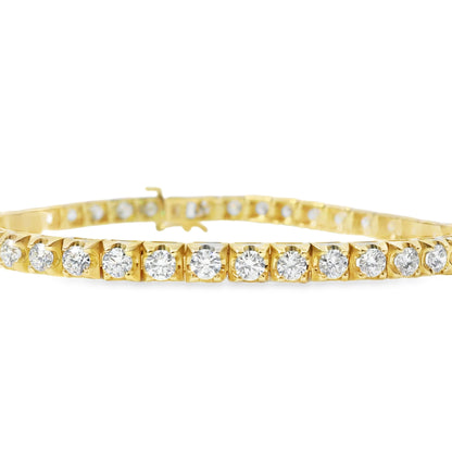 14k Yellow Gold 5.00ctw Natural Round Brilliant Diamond Tennis Bracelet