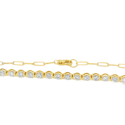 14k Yellow Gold 2.54ctw Natural Round Brilliant Diamond Linked Bracelet
