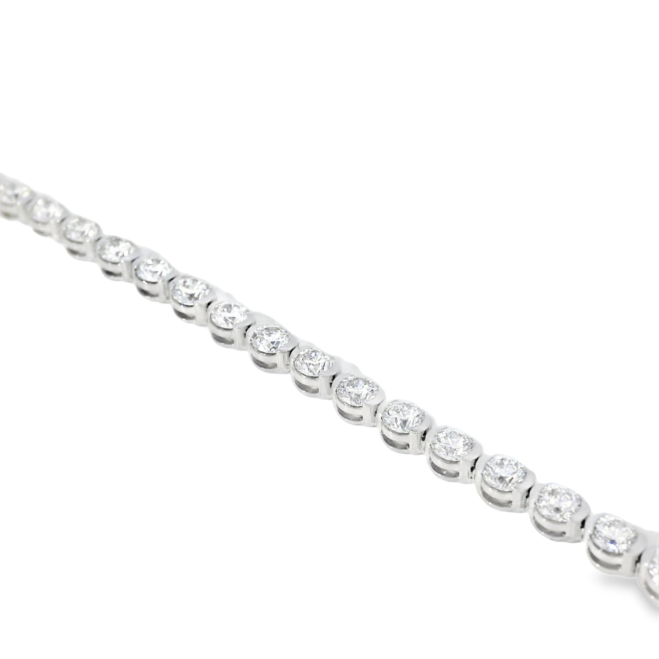 14k White Gold 2.58ctw Natural Round Brilliant Diamond Linked Bracelet