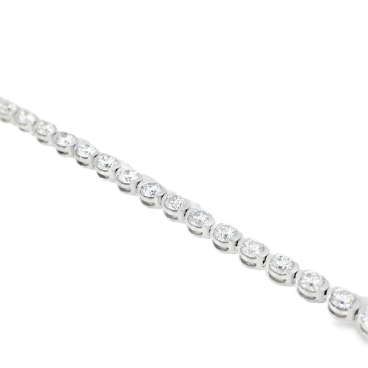 14k White Gold 2.58ctw Natural Round Brilliant Diamond Linked Bracelet