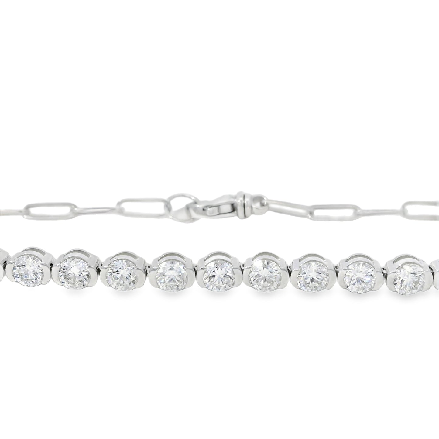 14k White Gold 2.58ctw Natural Round Brilliant Diamond Linked Bracelet