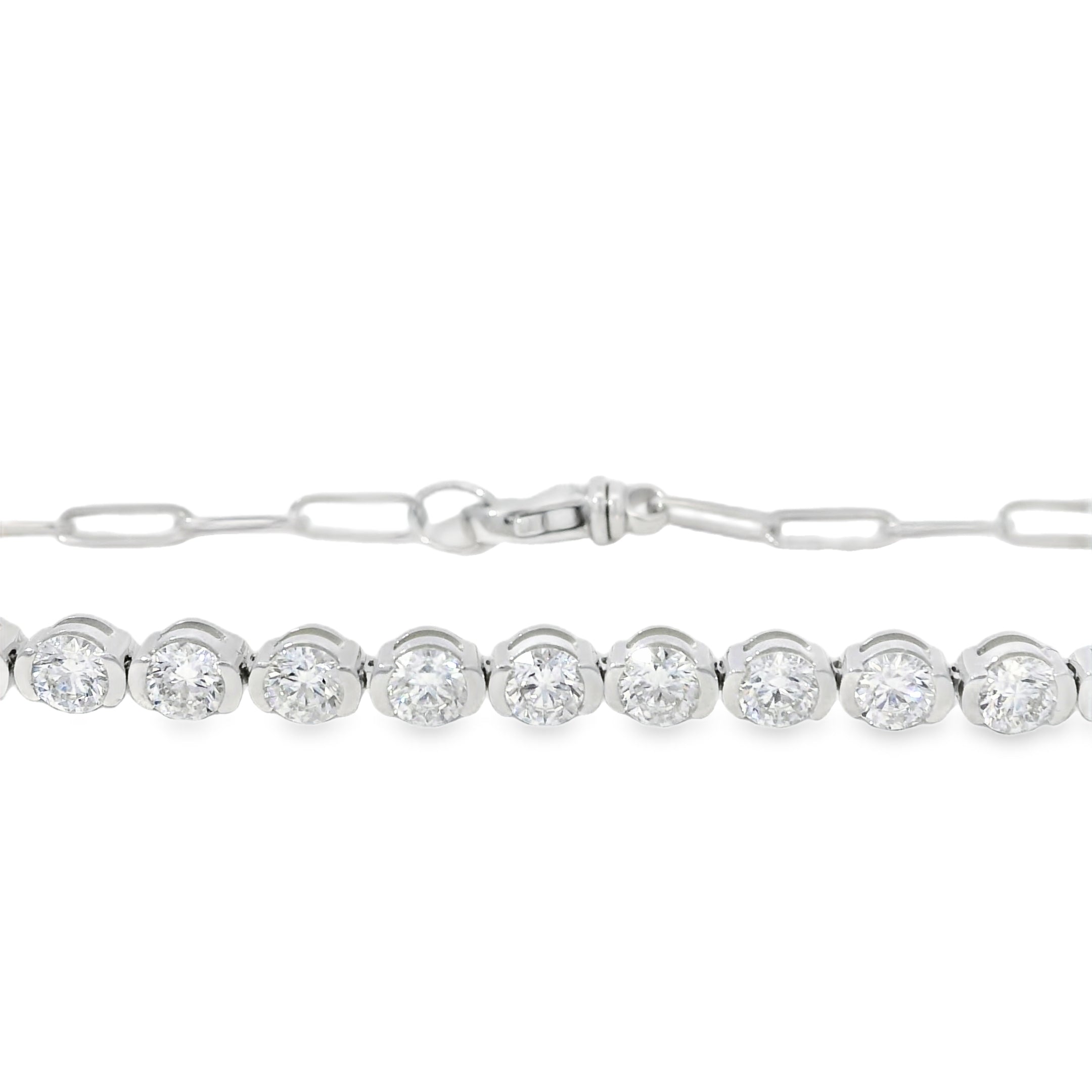 14k White Gold 2.58ctw Natural Round Brilliant Diamond Linked Bracelet