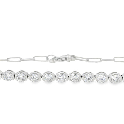14k White Gold 2.58ctw Natural Round Brilliant Diamond Linked Bracelet