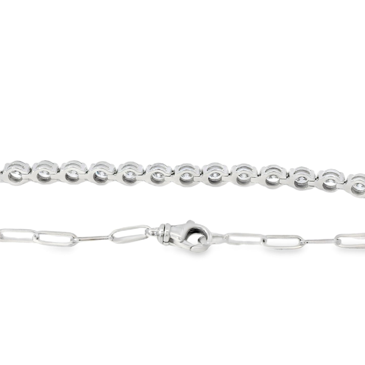 14k White Gold 2.58ctw Natural Round Brilliant Diamond Linked Bracelet