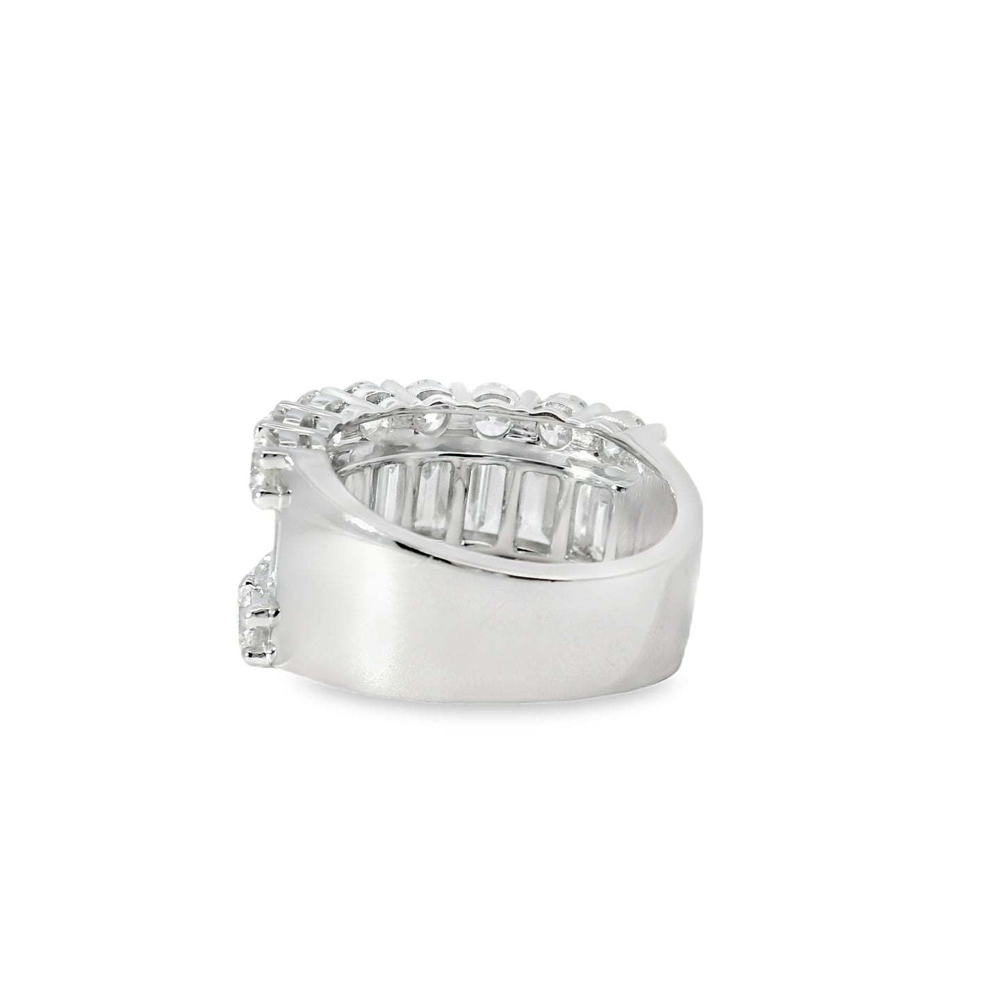 18k White Gold 4.90ctw Natural Round Brilliant Cut and Baguette Cut Half Eternity Ring