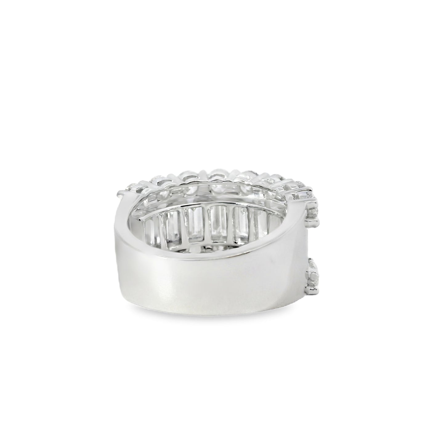 18k White Gold 4.90ctw Natural Round Brilliant Cut and Baguette Cut Half Eternity Ring