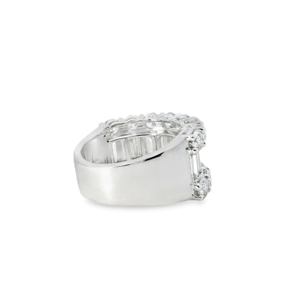 18k White Gold 4.90ctw Natural Round Brilliant Cut and Baguette Cut Half Eternity Ring
