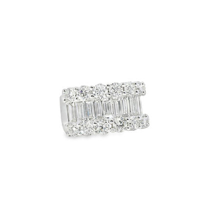 18k White Gold 4.90ctw Natural Round Brilliant Cut and Baguette Cut Half Eternity Ring