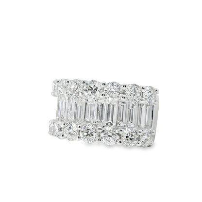 18k White Gold 4.90ctw Natural Round Brilliant Cut and Baguette Cut Half Eternity Ring