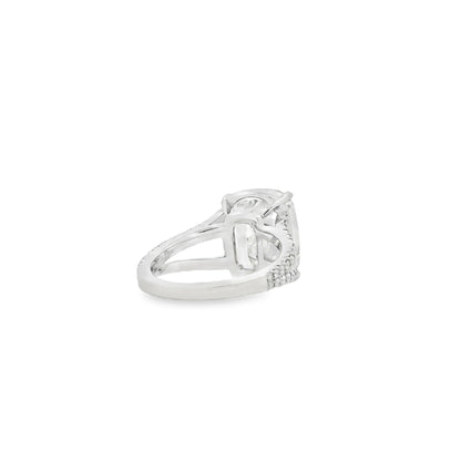 Platinum 10.10ctw GIA Certified White Cushion with a Pave-set Solitaire Diamond Engagement Ring