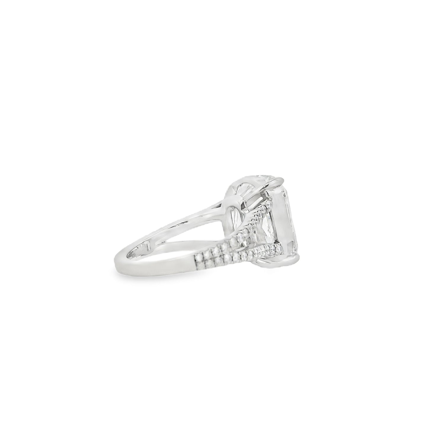 Platinum 10.10ctw GIA Certified White Cushion with a Pave-set Solitaire Diamond Engagement Ring