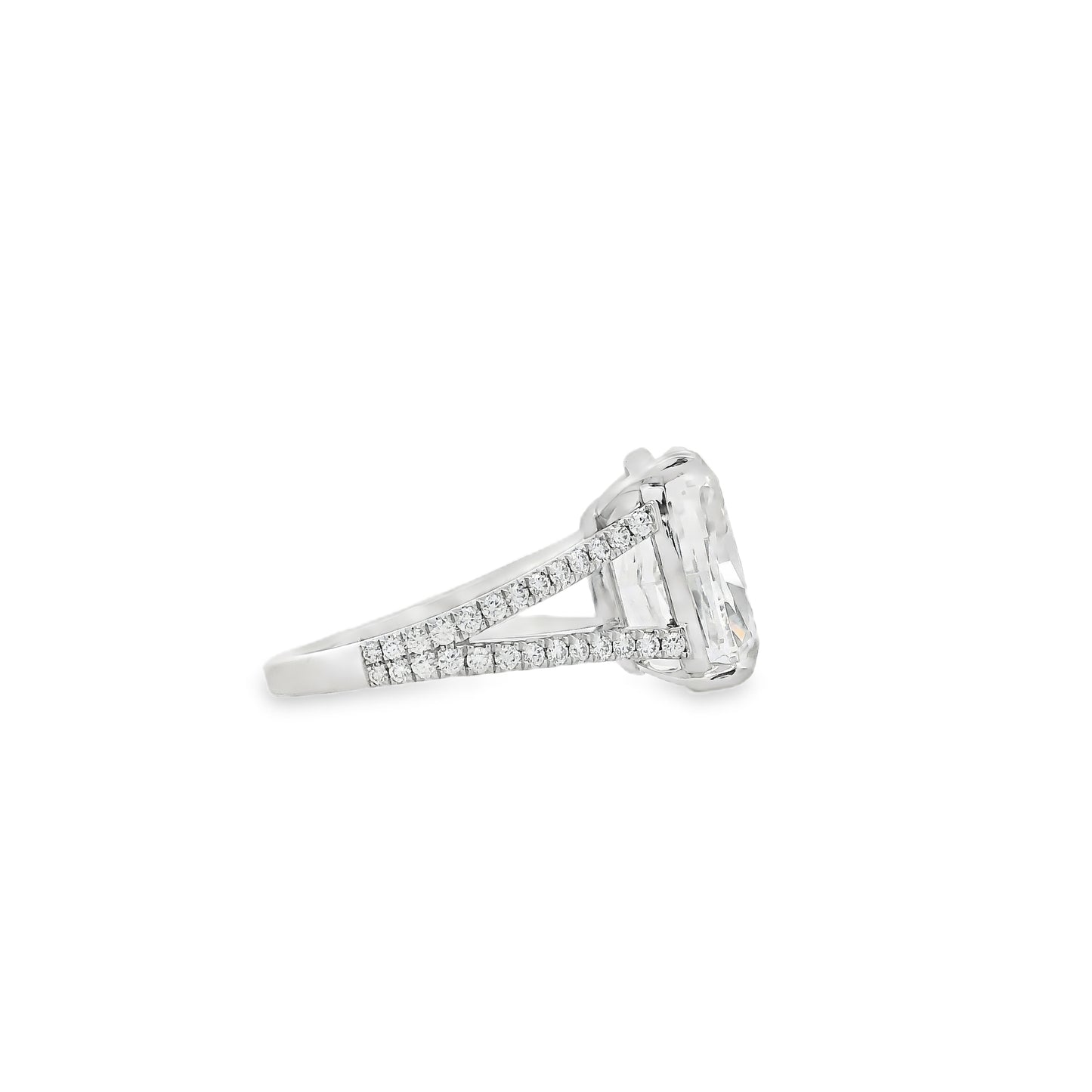 Platinum 10.10ctw GIA Certified White Cushion with a Pave-set Solitaire Diamond Engagement Ring