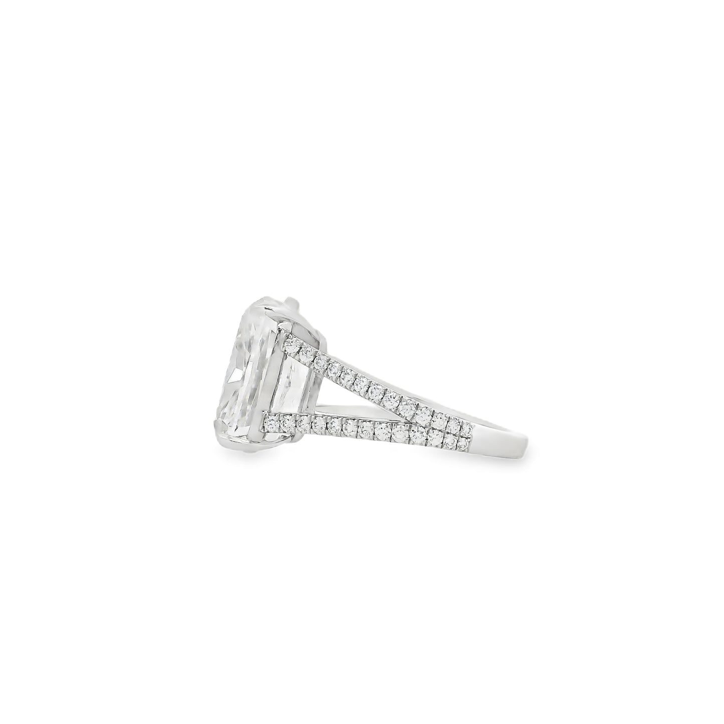 Platinum 10.10ctw GIA Certified White Cushion with a Pave-set Solitaire Diamond Engagement Ring
