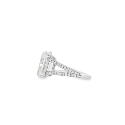Platinum 10.10ctw GIA Certified White Cushion with a Pave-set Solitaire Diamond Engagement Ring