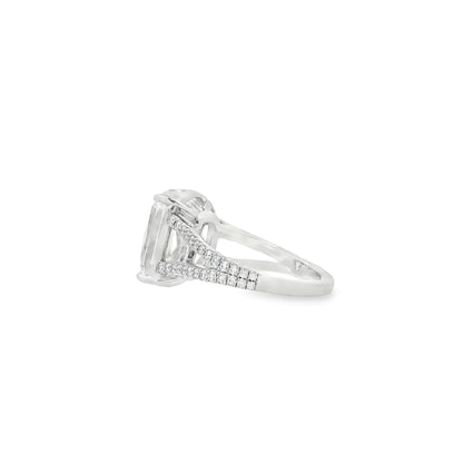 Platinum 10.10ctw GIA Certified White Cushion with a Pave-set Solitaire Diamond Engagement Ring