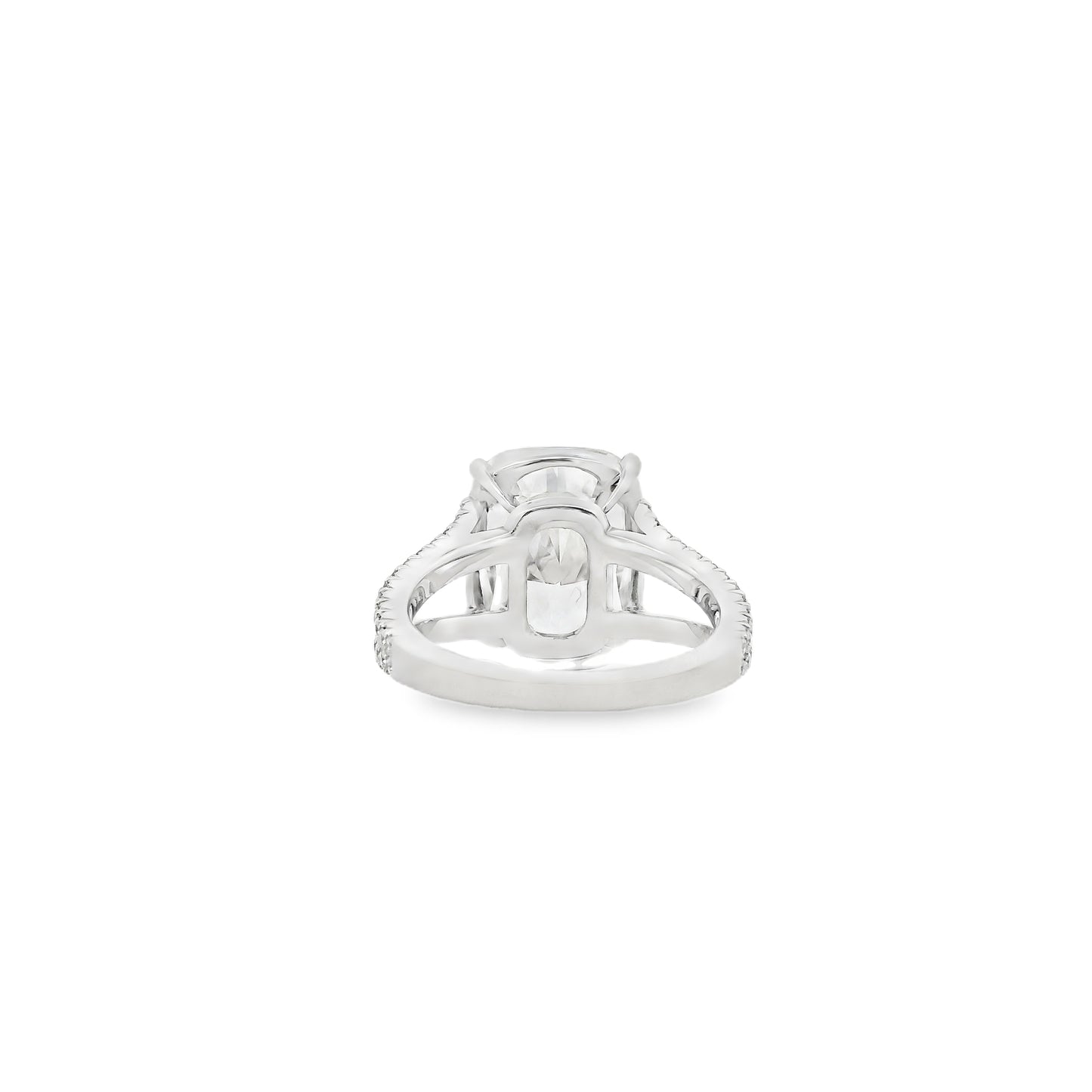 Platinum 10.10ctw GIA Certified White Cushion with a Pave-set Solitaire Diamond Engagement Ring