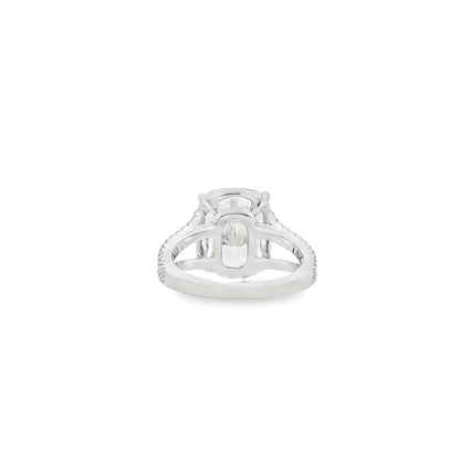 Platinum 10.10ctw GIA Certified White Cushion with a Pave-set Solitaire Diamond Engagement Ring