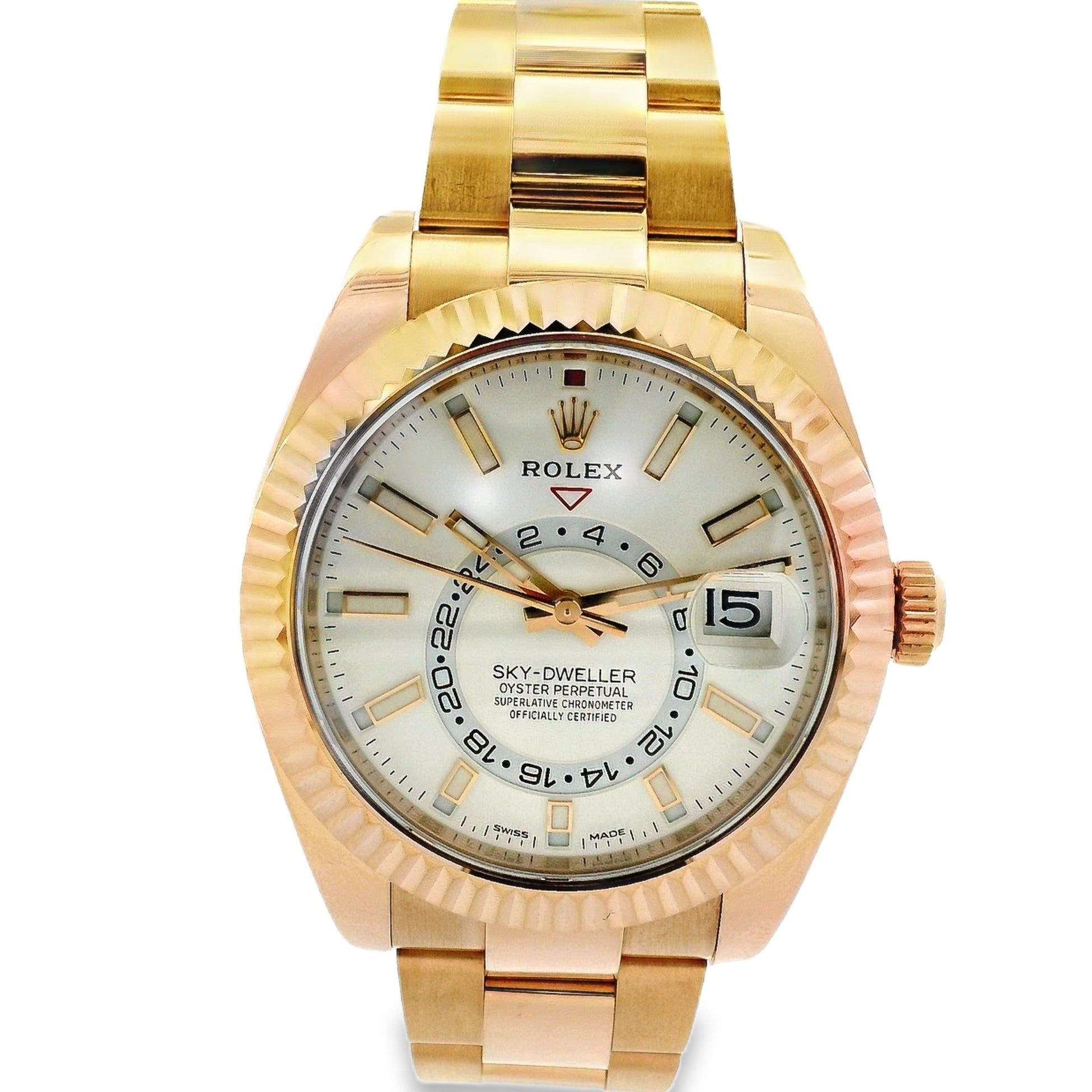 Rolex 326935 SkyDweller 42mm 18k Rose Gold with Ivory Dial Watch