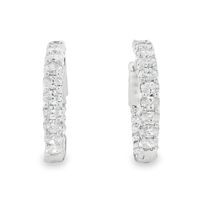 14k White Gold 2.37ctw Oval Diamond Pavé Hoop Earrings
