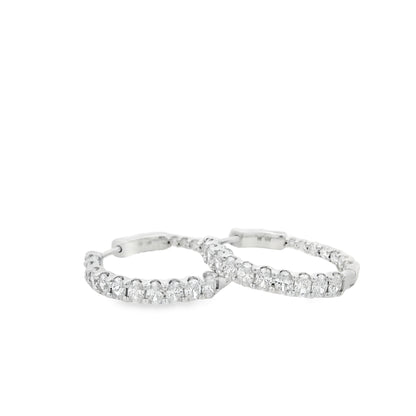 14k White Gold 2.37ctw Oval Diamond Pavé Hoop Earrings