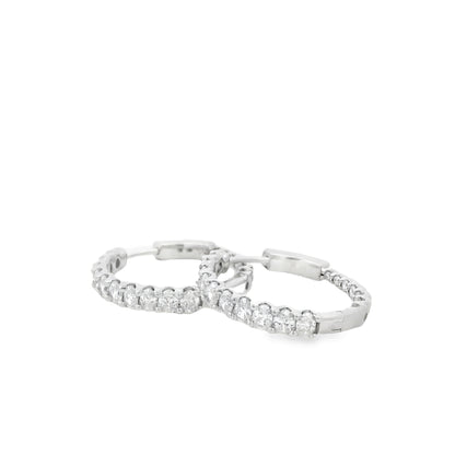 14k White Gold 2.37ctw Oval Diamond Pavé Hoop Earrings