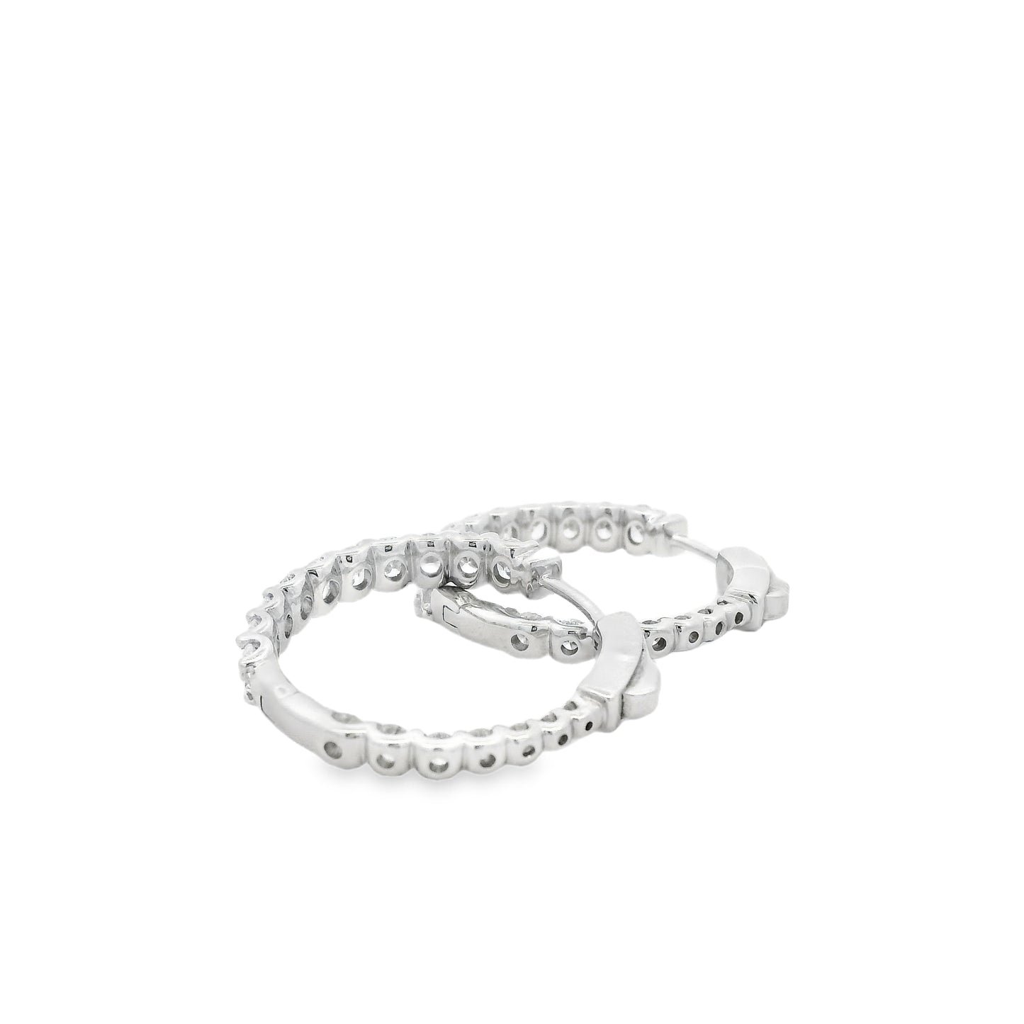 14k White Gold 2.37ctw Oval Diamond Pavé Hoop Earrings
