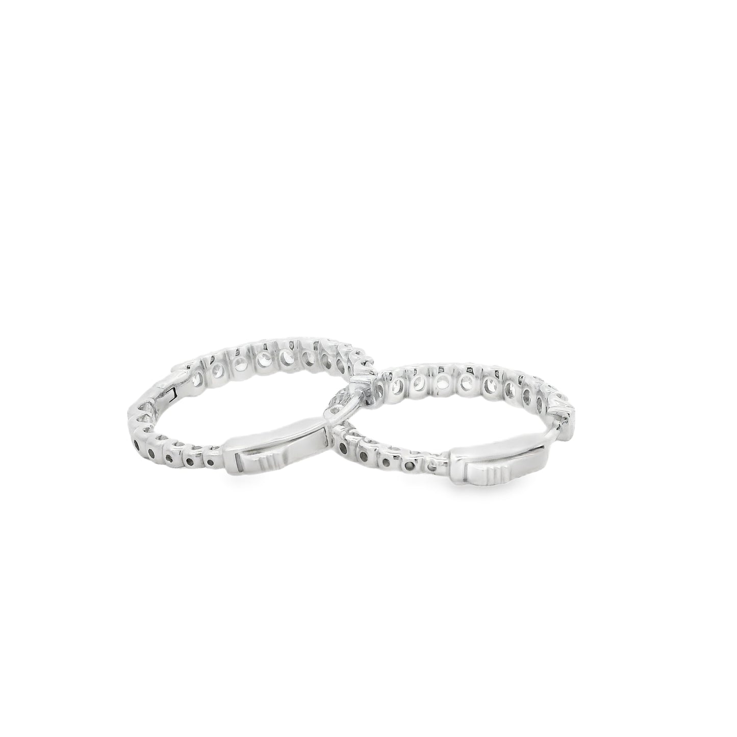 14k White Gold 2.37ctw Oval Diamond Pavé Hoop Earrings