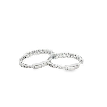 14k White Gold 2.37ctw Oval Diamond Pavé Hoop Earrings