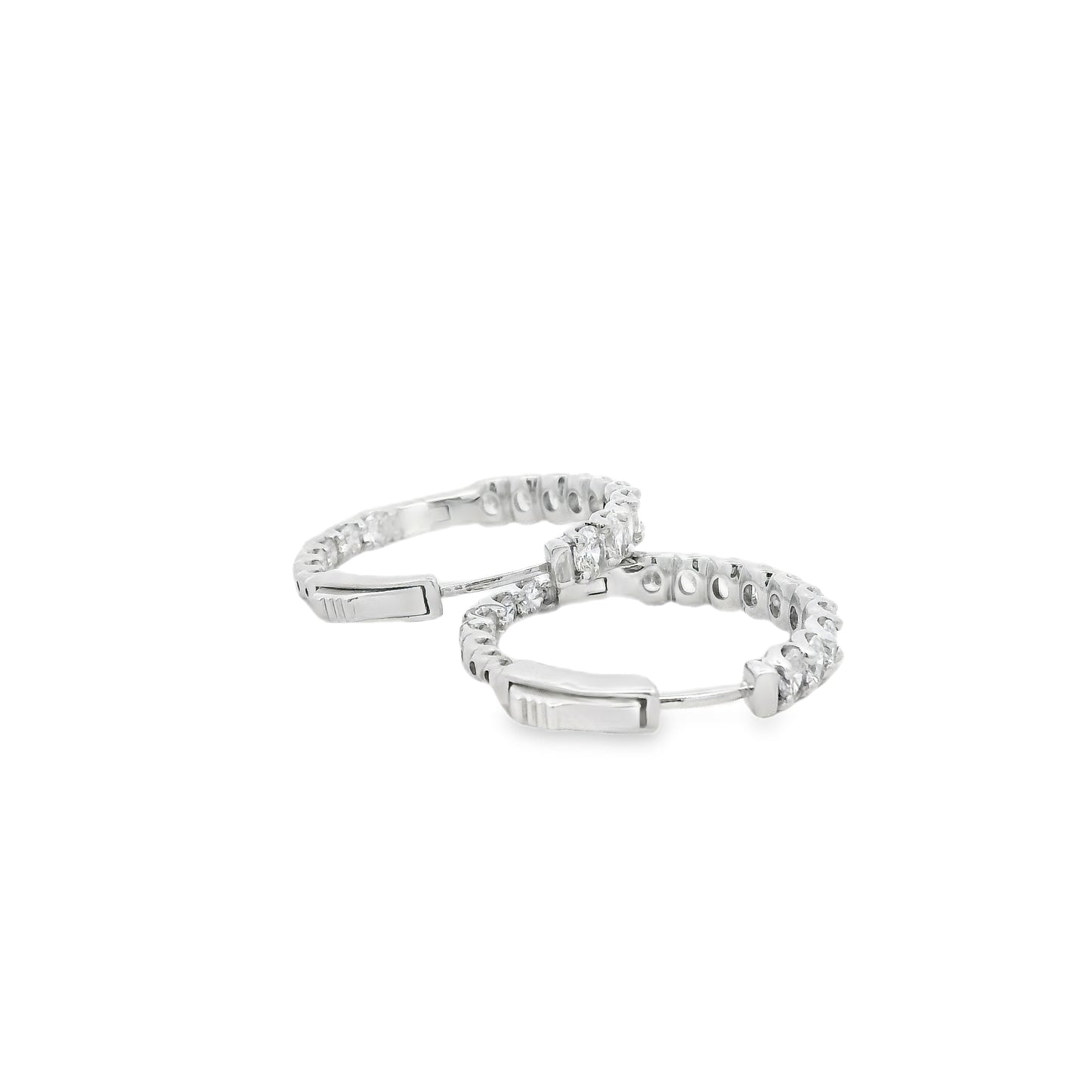 14k White Gold 2.37ctw Oval Diamond Pavé Hoop Earrings