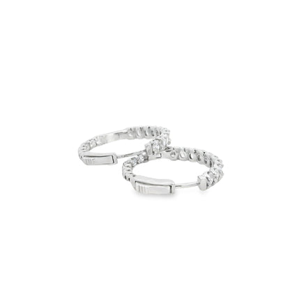 14k White Gold 2.37ctw Oval Diamond Pavé Hoop Earrings