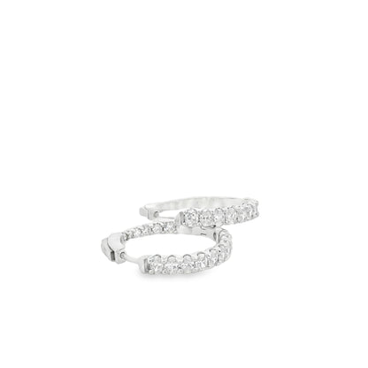 14k White Gold 2.37ctw Oval Diamond Pavé Hoop Earrings