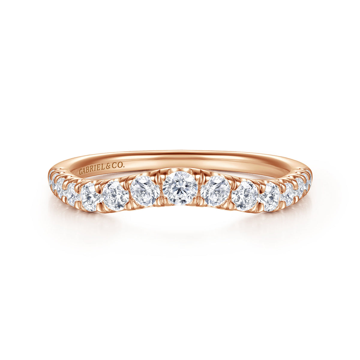 Curved-14K Rose Gold Diamond Anniversary Band — Gabriel & Co. AN10958K44JJ