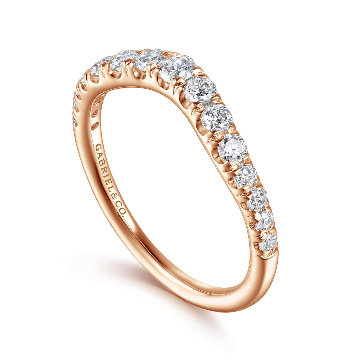 Curved-14K Rose Gold Diamond Anniversary Band — Gabriel & Co. AN10958K44JJ