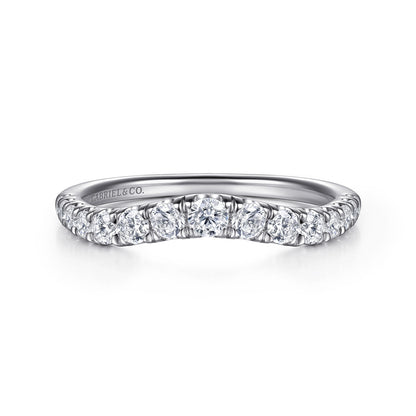 Curved Platinum French Pave Set Diamond Wedding Band — Gabriel & Co. AN10958PT4JJ