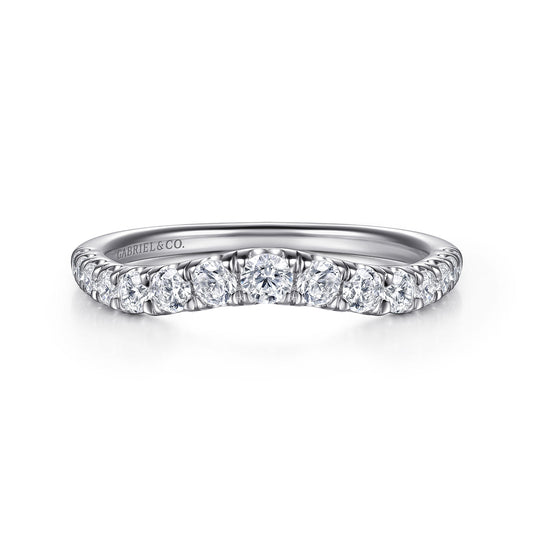 Curved Platinum French Pave Set Diamond Wedding Band — Gabriel & Co. AN10958PT4JJ