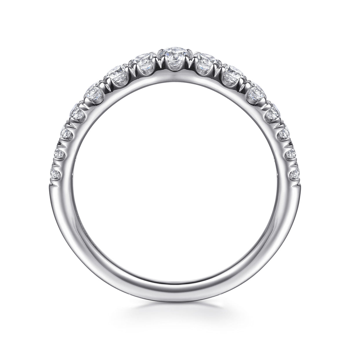 Curved Platinum French Pave Set Diamond Wedding Band — Gabriel & Co. AN10958PT4JJ