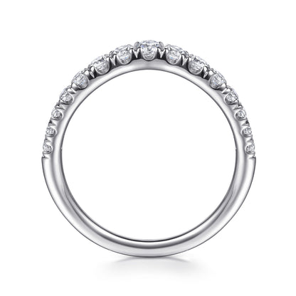 Curved Platinum French Pave Set Diamond Wedding Band — Gabriel & Co. AN10958PT4JJ