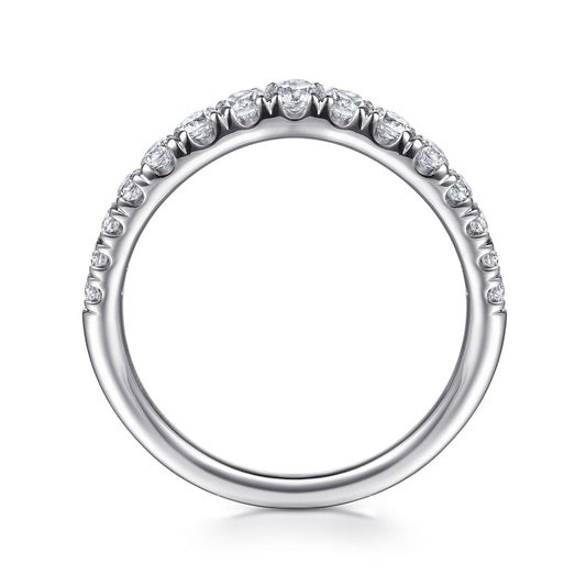 Curved Platinum French Pave Set Diamond Wedding Band — Gabriel & Co. AN10958PT4JJ