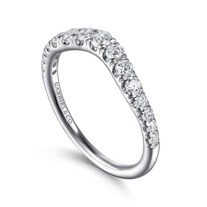 Curved Platinum French Pave Set Diamond Wedding Band — Gabriel & Co. AN10958PT4JJ
