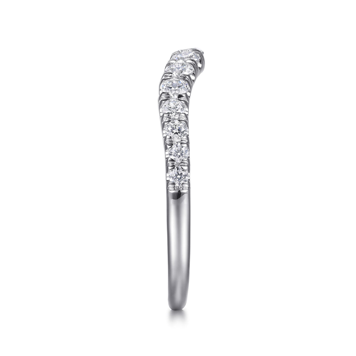 Curved Platinum French Pave Set Diamond Wedding Band — Gabriel & Co. AN10958PT4JJ