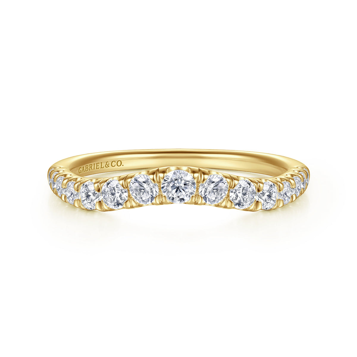 Curved-14K Yellow Gold Diamond Anniversary Band — Gabriel & Co. AN10958Y44JJ