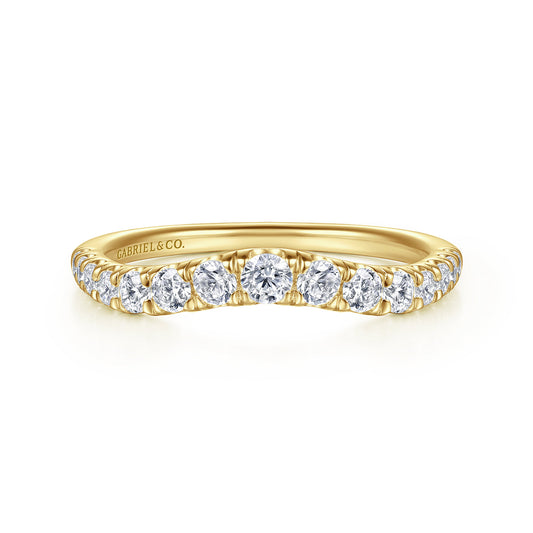 Curved-14K Yellow Gold Diamond Anniversary Band — Gabriel & Co. AN10958Y44JJ