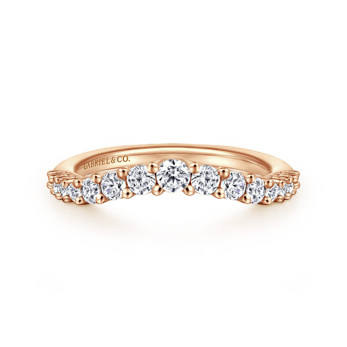 Curved-14K Rose Gold Diamond Anniversary Band — Gabriel & Co. AN10959K44JJ