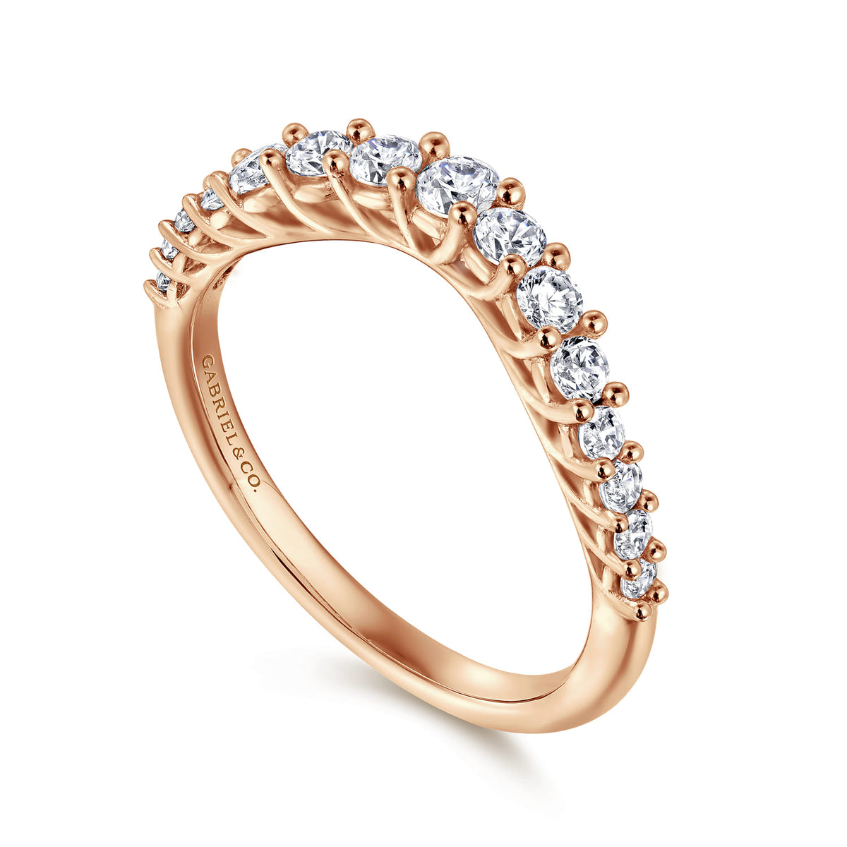 Curved-14K Rose Gold Diamond Anniversary Band — Gabriel & Co. AN10959K44JJ