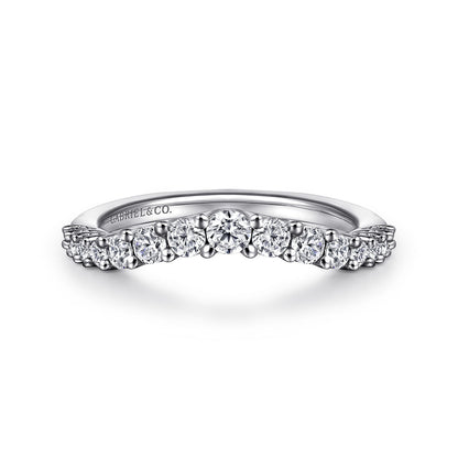 Curved Platinum Shared Prong Diamond Wedding Band — Gabriel & Co. AN10959PT4JJ