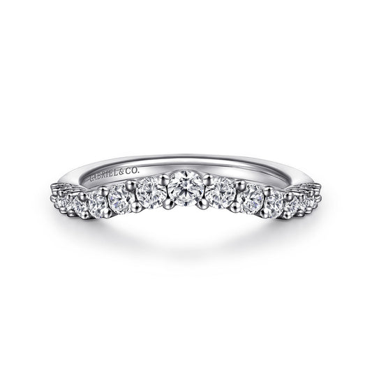 Curved Platinum Shared Prong Diamond Wedding Band — Gabriel & Co. AN10959PT4JJ