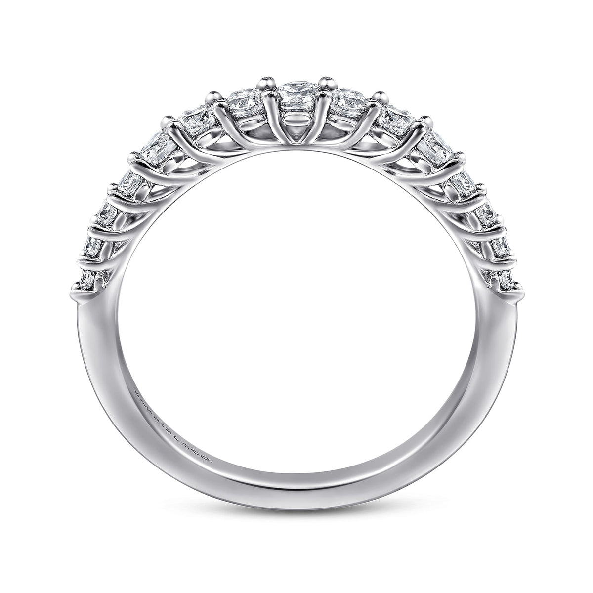 Curved Platinum Shared Prong Diamond Wedding Band — Gabriel & Co. AN10959PT4JJ