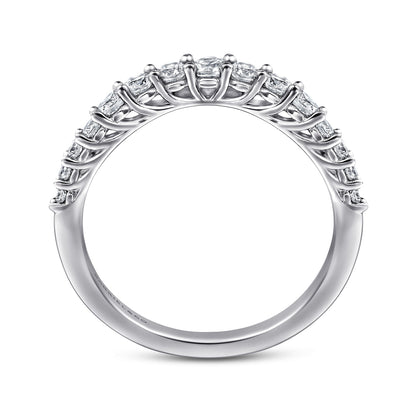 Curved Platinum Shared Prong Diamond Wedding Band — Gabriel & Co. AN10959PT4JJ